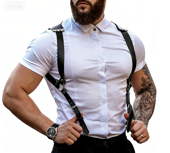 Men's Formal Suspenders Leather Belt Chest Harness