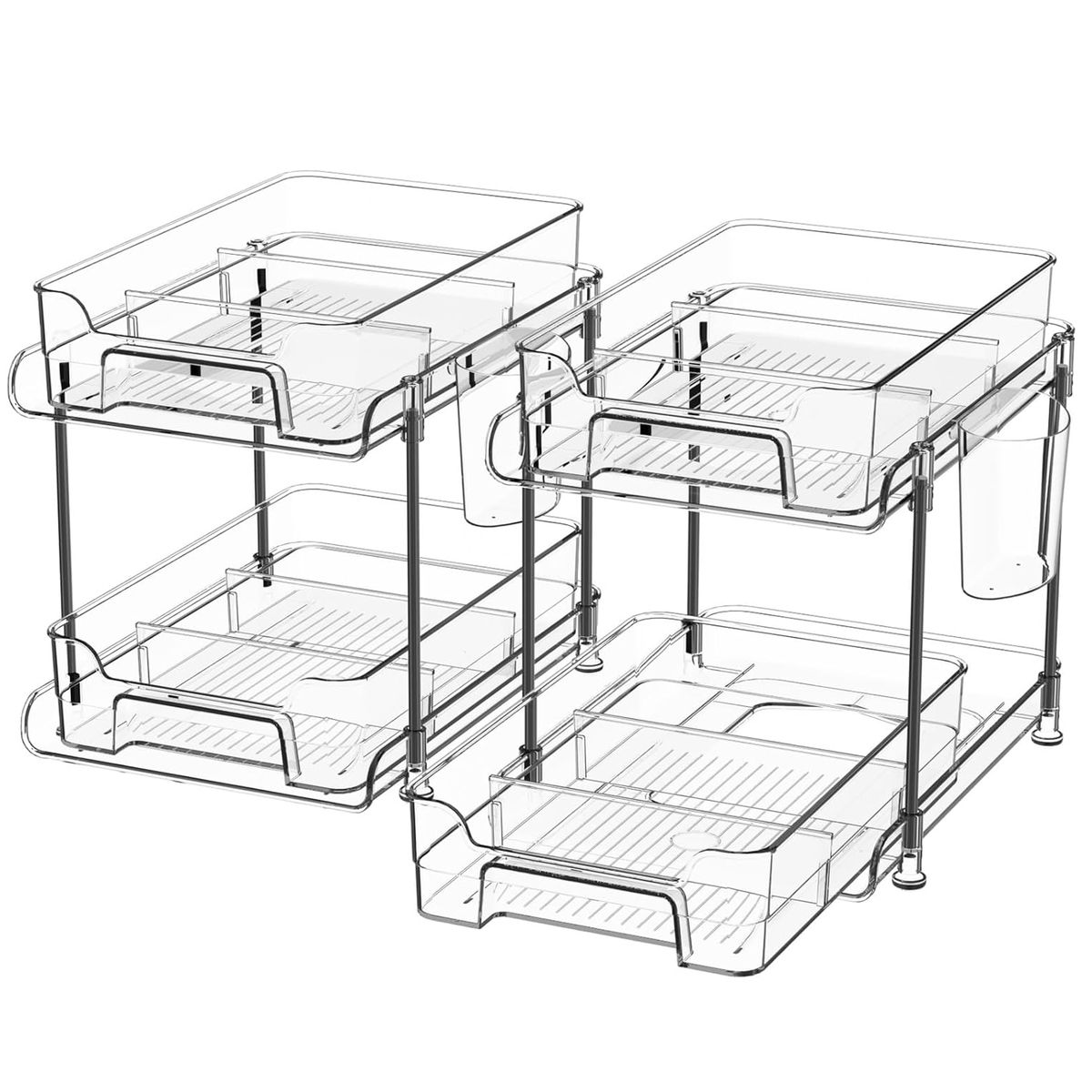 2 Pack Storage Organizer 2 Tier Pull Out Cabinet Organizer Makeup Organizer