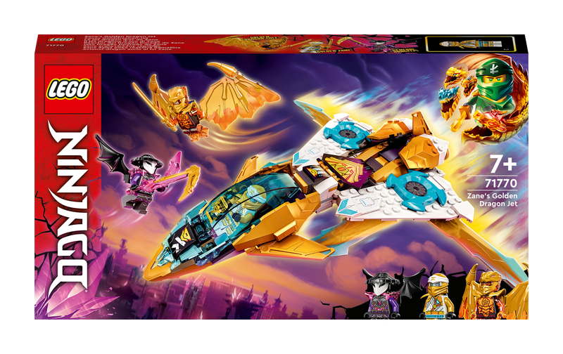 LEGO® NINJAGO® Zane’s Golden Dragon Jet 71770 Building Toy Set (258 Pieces)