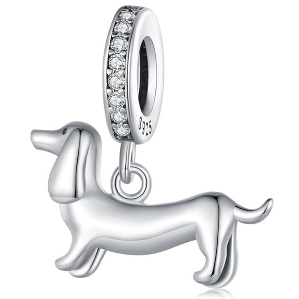 Bestby - 925 Sterling Silver Sausage Dog Pendant for Bracelet and Necklace