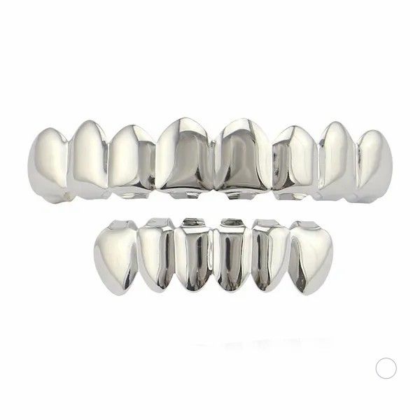 Clip On Plain Grillz Teeth In Shiny Gold Plated Or Silver Plated Finish