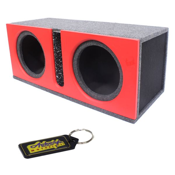 10" Double Subwoofer Box Enclosure &amp; Vinyl Front Finish-Oval Port &amp; Keyring