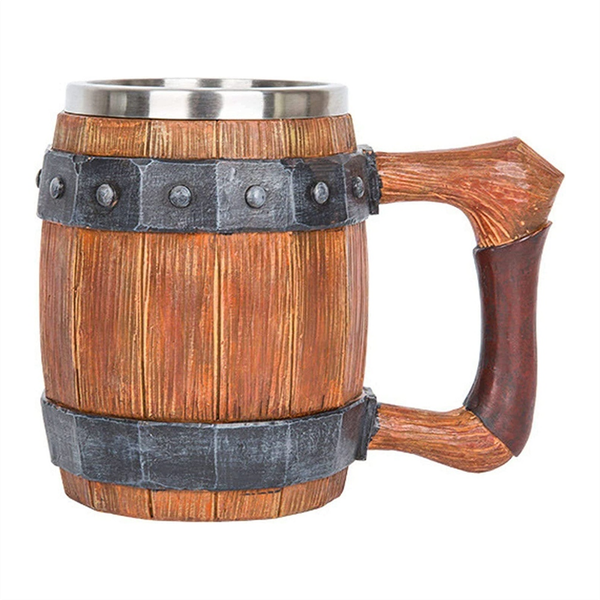 Mug Coffee Cup Tea Cup,Personalized Imitation Wooden Barrel with Leather Ha
