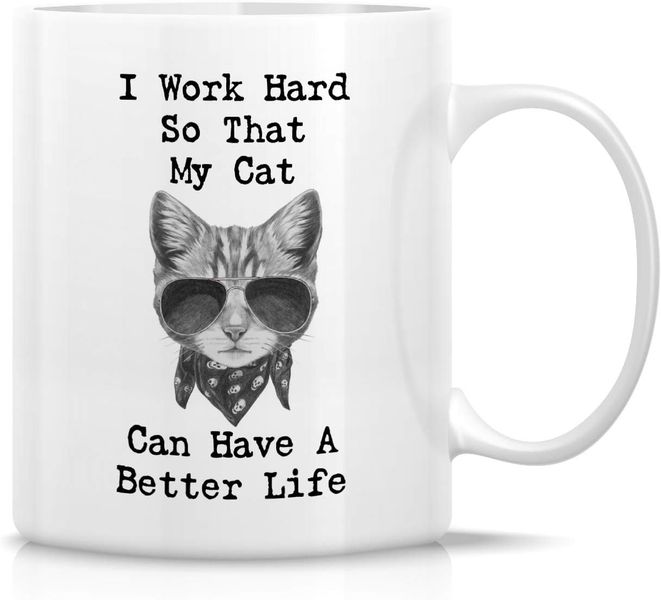 I Work So hard So That My Cat Christmas Birthday Cat Lover Gift Mug