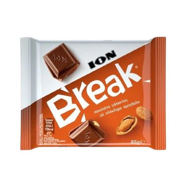 Ion Break Milk Choc W/ Whole Almonds - 12 Pack x 85g