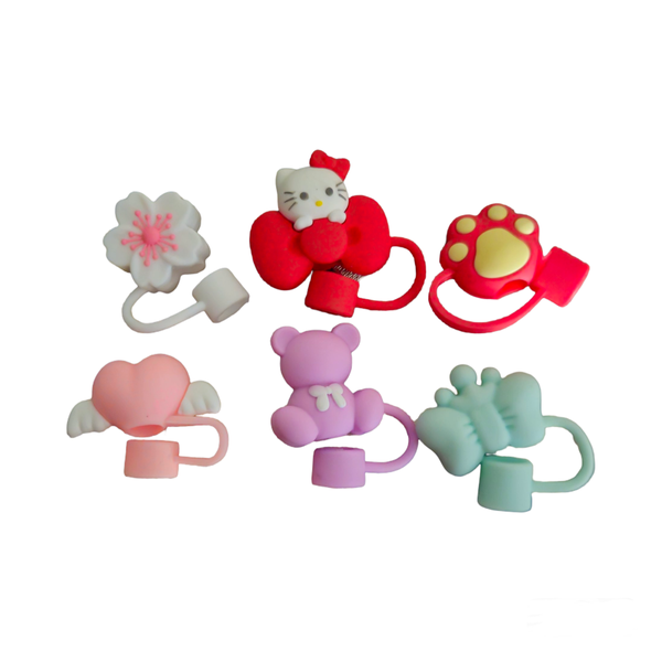 Mixed Straw Cap Covers - Style 03 - 6 Piece Set