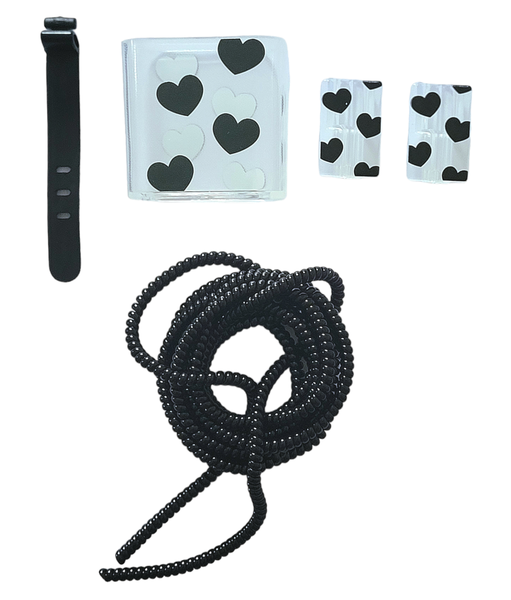 5pcs Hearts Decor Charger Head Cover &amp; Data cable Protector Set