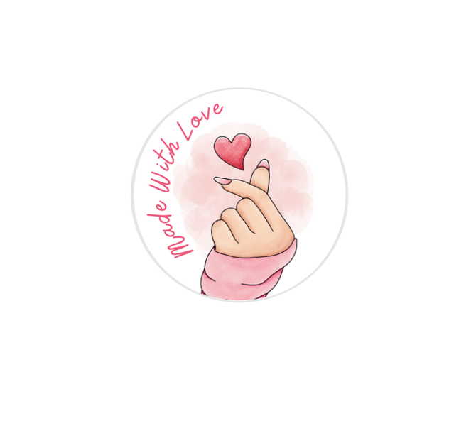 Korean Love Stickers - Made with Love Vinyl Stickers - Pack of 200