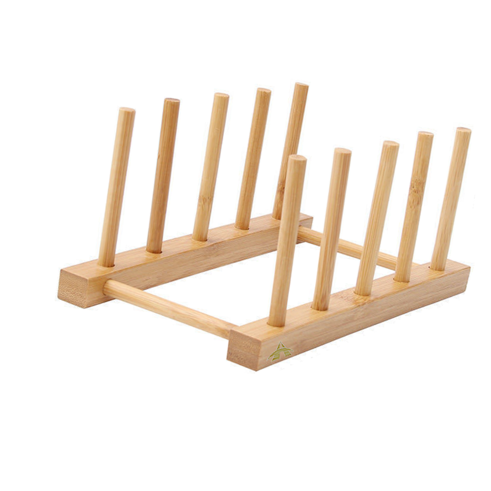 Multifunctional Plate Storage Rack Drainer Storage Holder Bamboo Plate ...