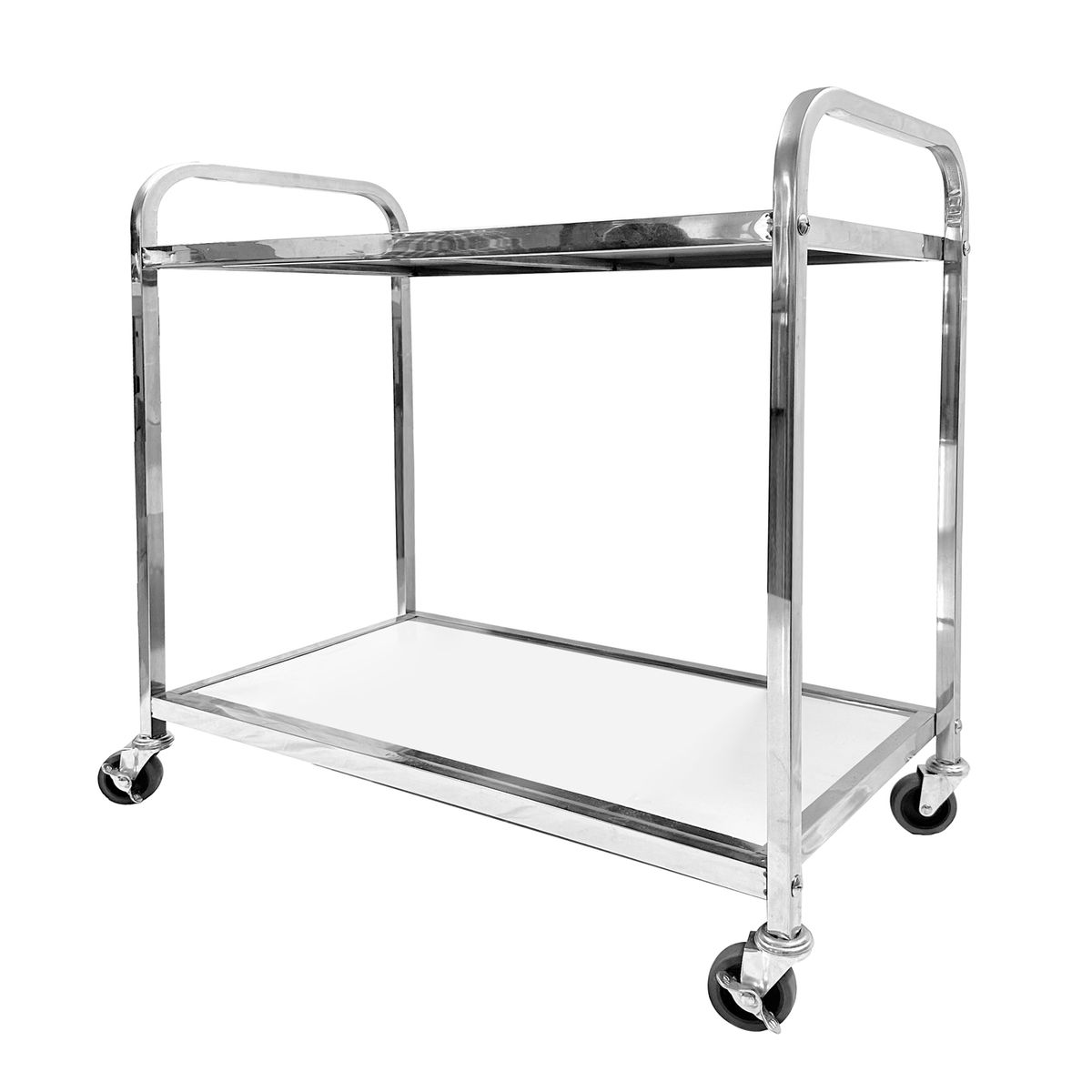 Steel King Stainless steel 2 Tier Trolley with Wood Board Reinforced ...