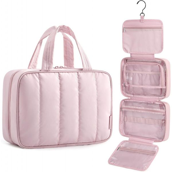 Travel Toiletry Bag for women, Portable Hanging Hook Makeup Bag Organizer