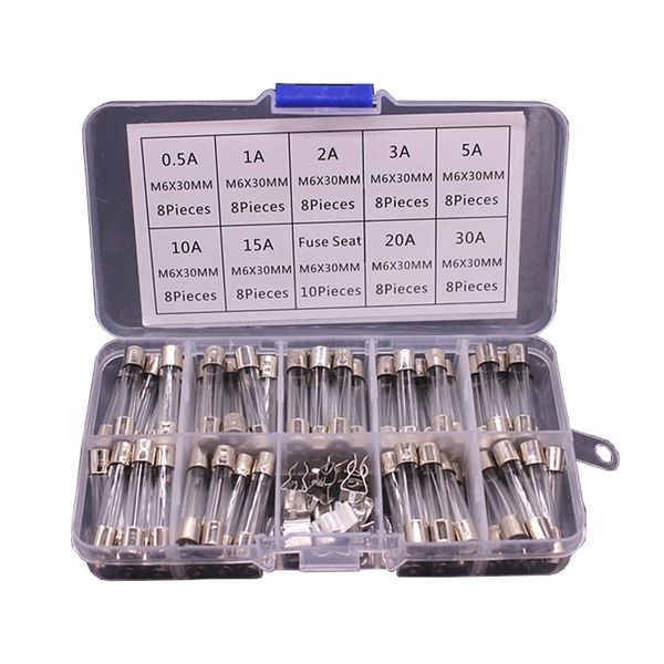 72pcs Glass Fuse 0.5A-30A Set ( 6x30mm)