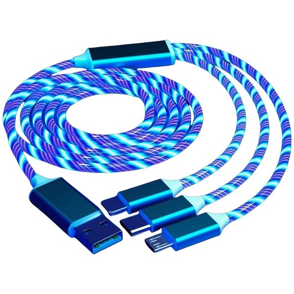 3-in-1 Fast Luminous USB Cable Compatible with iPhone Android &amp; Type-C