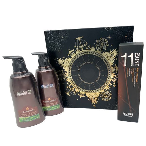 Argan Oil Gift Set - Shampoo &amp; Conditioner 350ml + 11 in 1 Treatment 250ml
