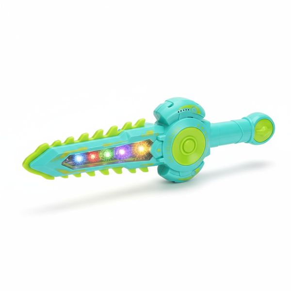 Interactive Gear Sword with Moving Blade, Lights, and Sounds - Green
