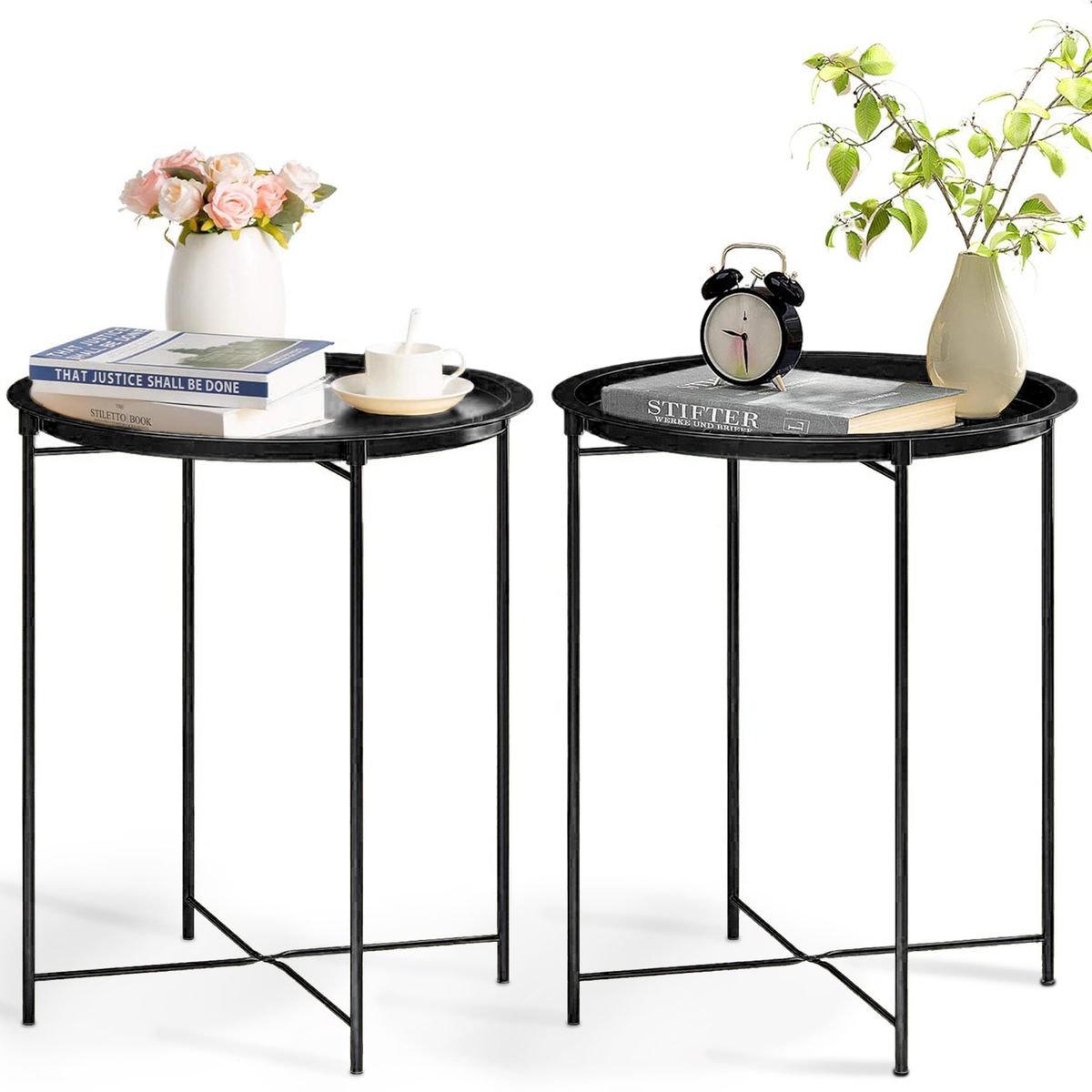 2 Pieces Side Tables Round End Tables Steel Patio Tables Nightstands Shop Today. Get it