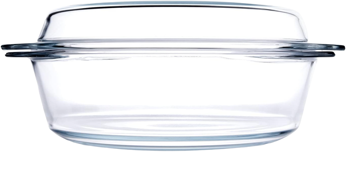 Transparent Tempered Glass Round Casserole Dish With Lid 4 Litre