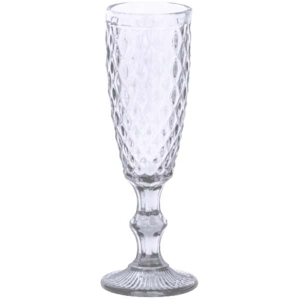 Crystal Vintage Clear Champagne Glasses - Set of 6 -Transparent