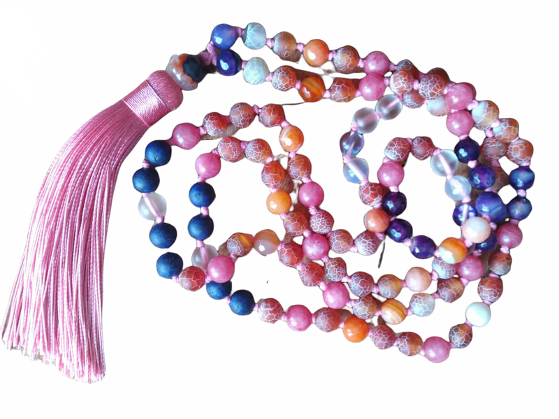 Bohemian chic 108 Energised, Semi-precious, Knotted Mala Beads