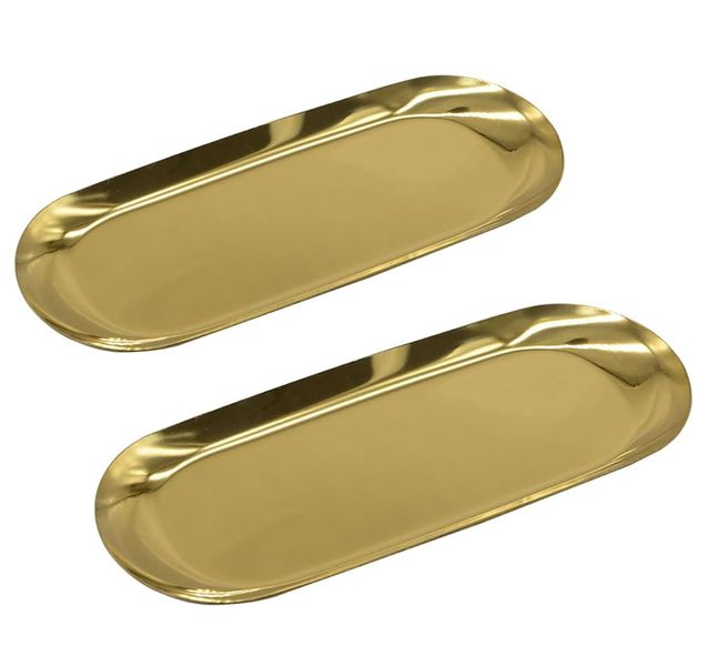 Gold Oval Stainless Steel Trinket Trays