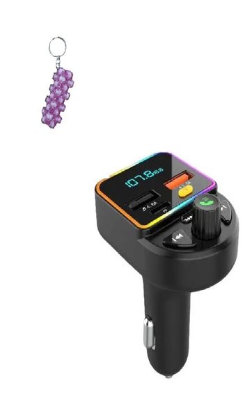 FM Modulator 2 USB/1 PD Charger With 7 LED Colour Display &amp; Key Holder