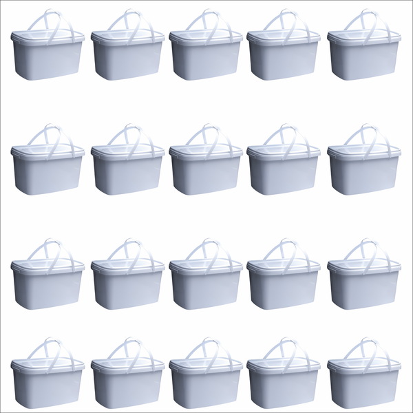 20 x 5L Rectangular Buckets with Handles &amp; Lids - Bulk Buy Storage