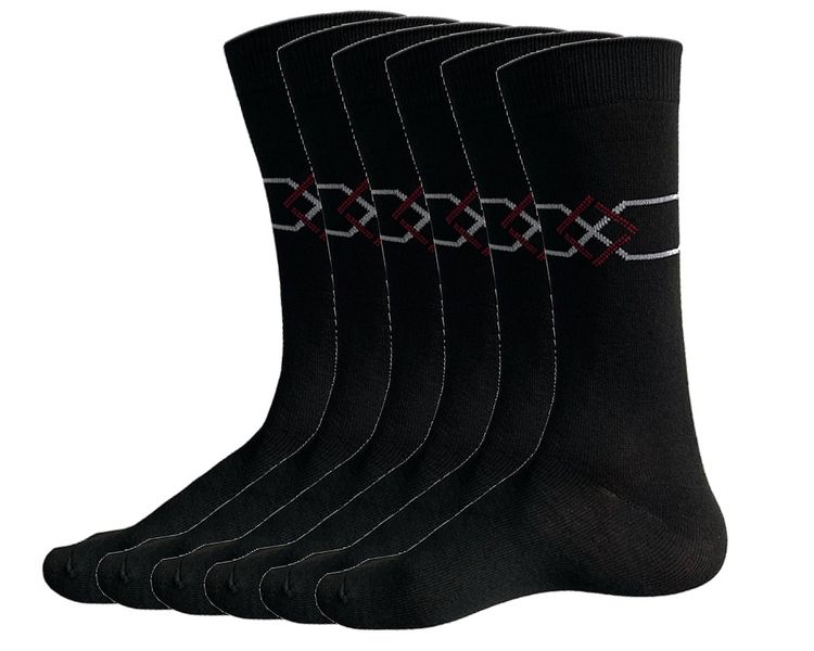 Mens Black Square Premeium Quality Cotton Socks - 6 Pairs - One Size