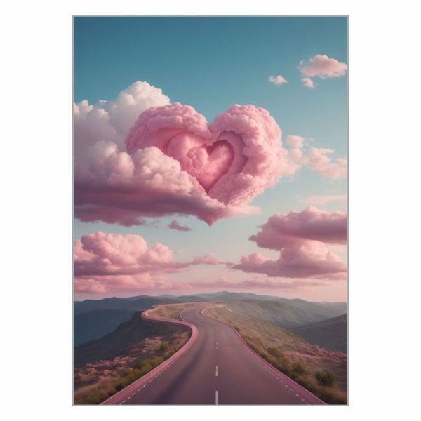 Pink Heart Cloud Poster - A1