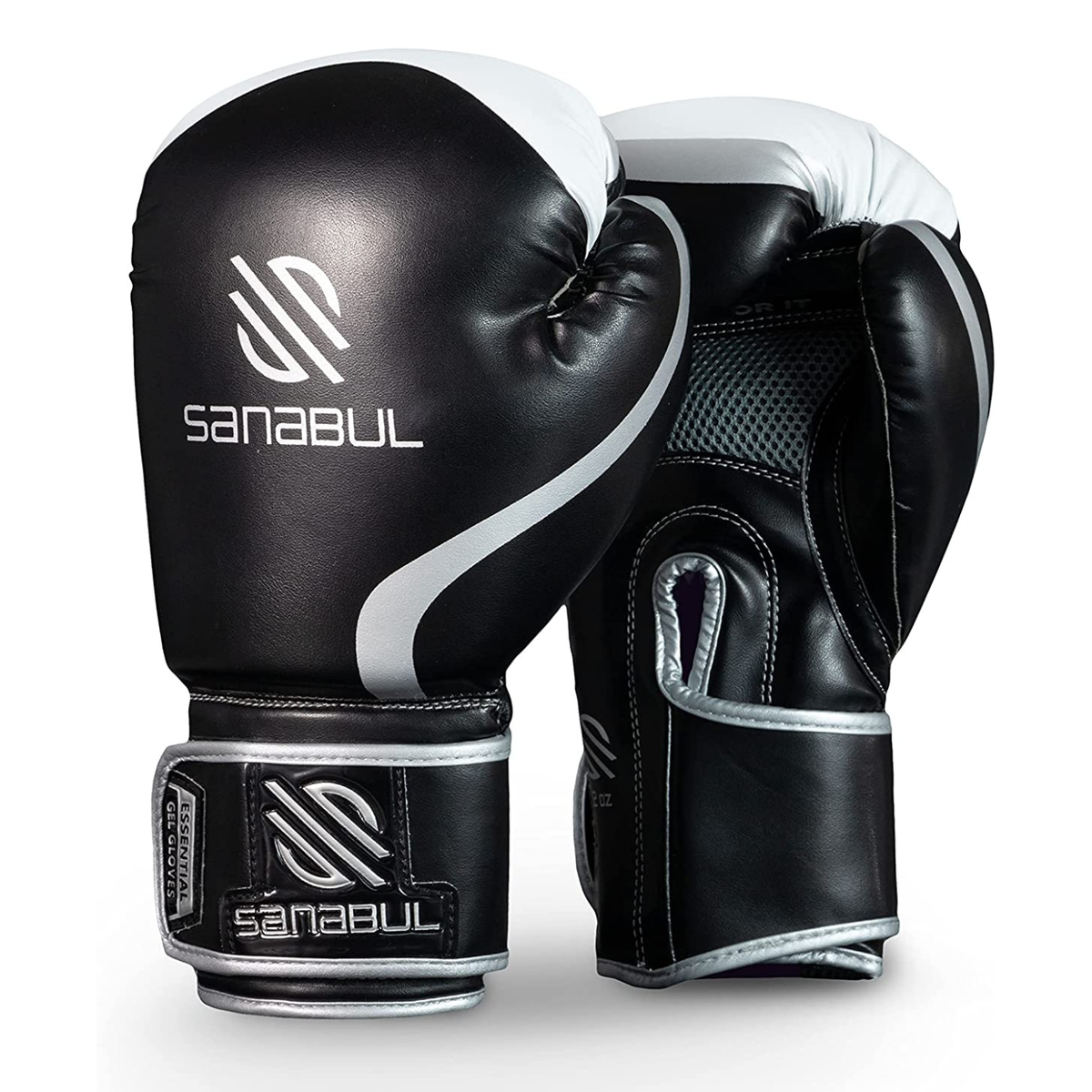 Sanabul Essential Boxing Gloves - 12oz Silver & Black