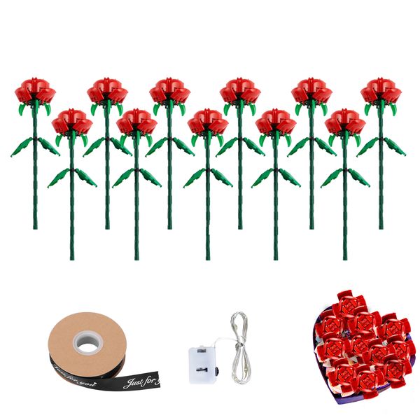 11 Pcs Roses Building Blocks Toy Kit