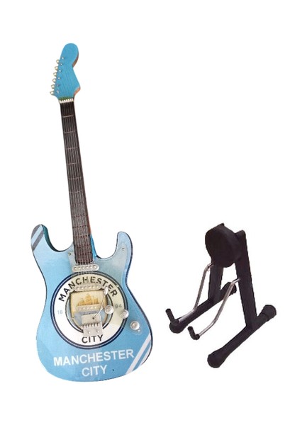 Ornamental Mini Wooden Guitar (Manchester City) 7cm x 24cm