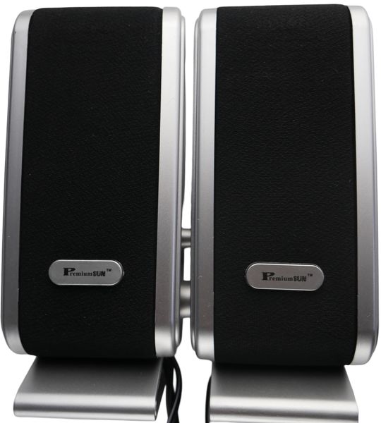 PowerTech USB Multimedia Speakers with 3.5mm Earphone Jack - Black &amp; Silver