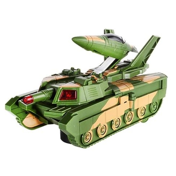 2 in1 Convertible Plastic Tank and Jet Fighter Air Plane Toy Lights &amp;Sound
