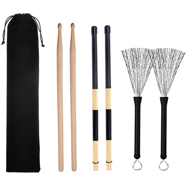 Drum Stick Brush Set Wood Drum Stick Drum Wire Brush Rod Drum Brush