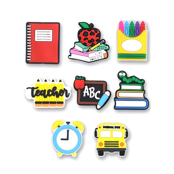 8 Pcs Silicone Beads Book Pencil Alarm Clock Silicone Beads