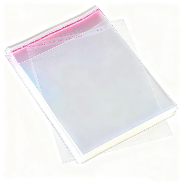 C4 : 250X (330+40)MM Self Adhesive Clear Plastic Poly Bags