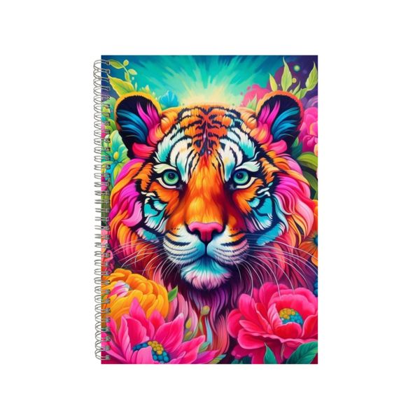 Tiger Pink Dahlias Rainbow Neon Notebook Gift Idea A4 Notepad Pad 76