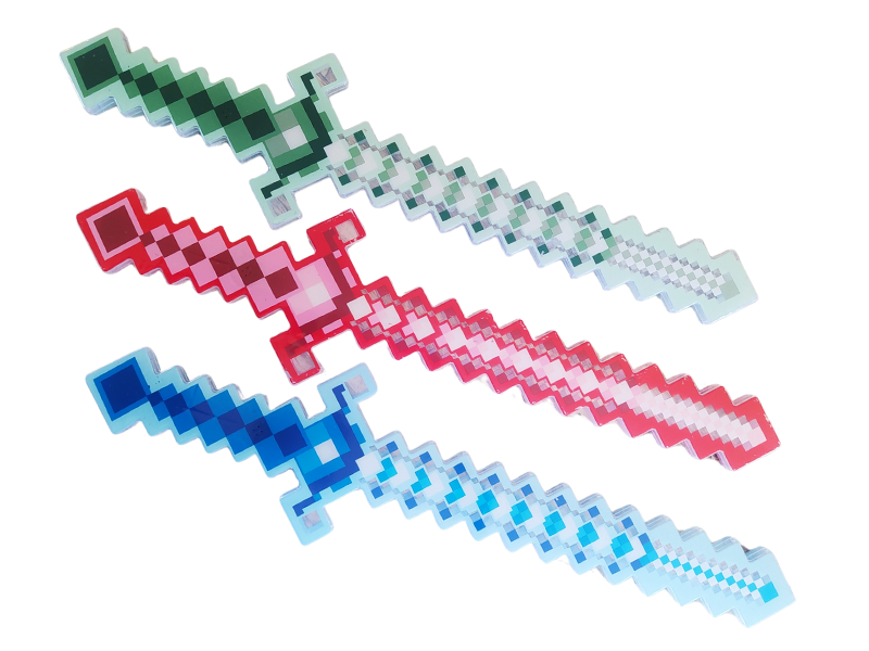 Transparent 3 Piece Sword Combo with Light and Sounds - Minecraft Inspired