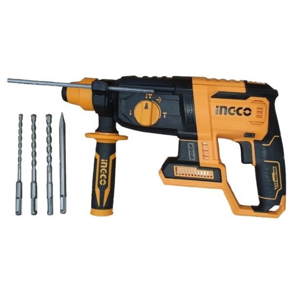 Ingco - Lithium-Ion Cordless Rotary Hammer Drill-With Chisel & Drill Bits
