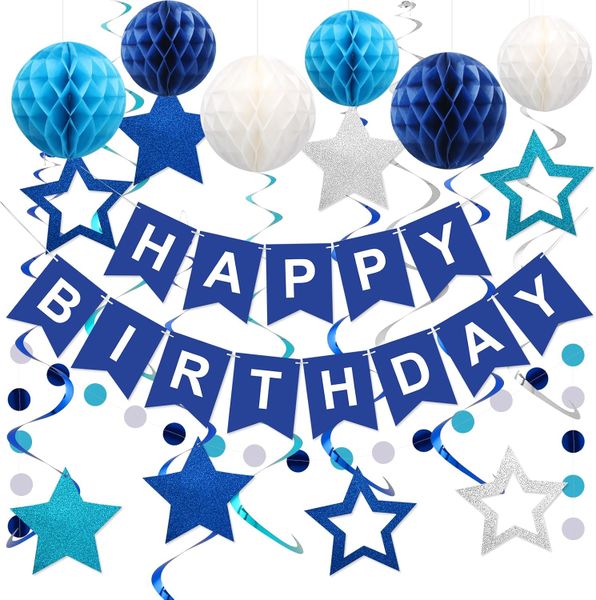 Blue Birthday Party Decorations - Birthday Party Décor - Women Men Boys Girls