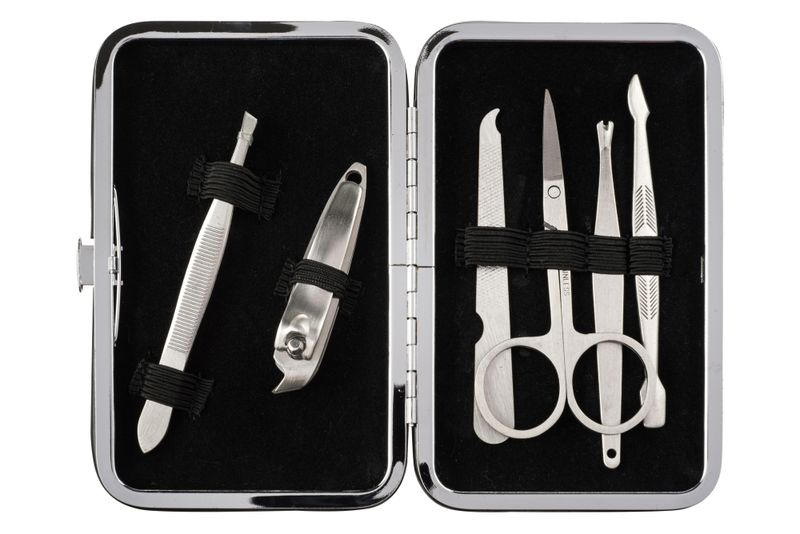 Presence - 7-Piece Stainless Steel Manicure Set - Black PU Case