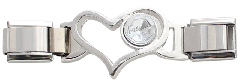 Italian Charm Heart Connector 9mm Charm