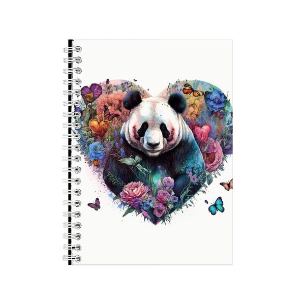 Panda 4 Watercolor Heart Notebook Animal Gift Idea Notepad Pad 118