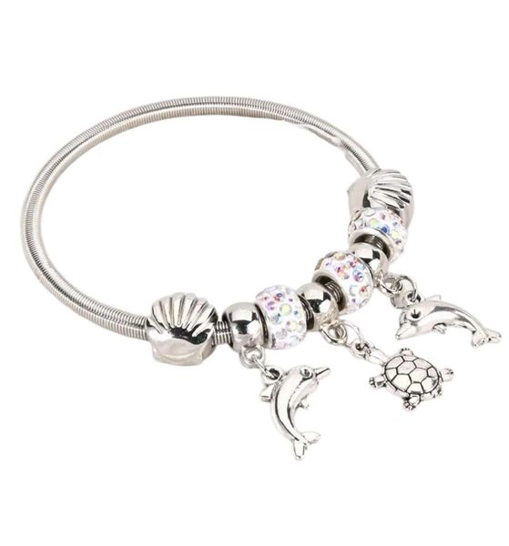 Bohemian Dolphin &amp; Turtle Charm Bracelet