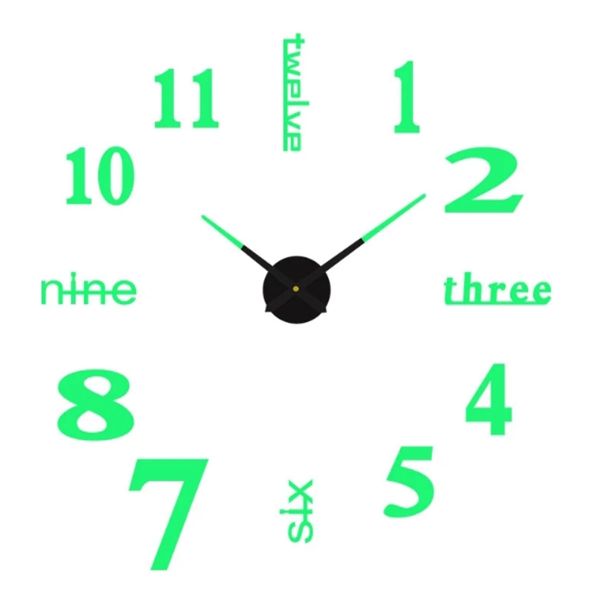 3D Wall Clock Frameless DIY Wall Clock Mirror Stickers Decorative Clock
