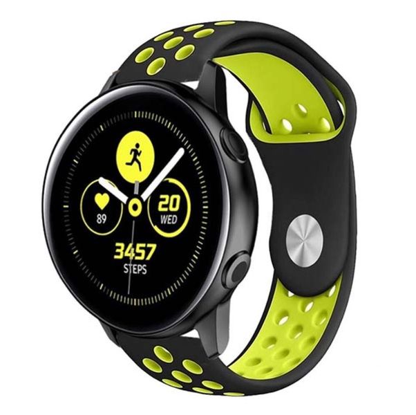 Silicone Sports Band for Smart Watch - Black &amp; Yellow - Newton - 20mm