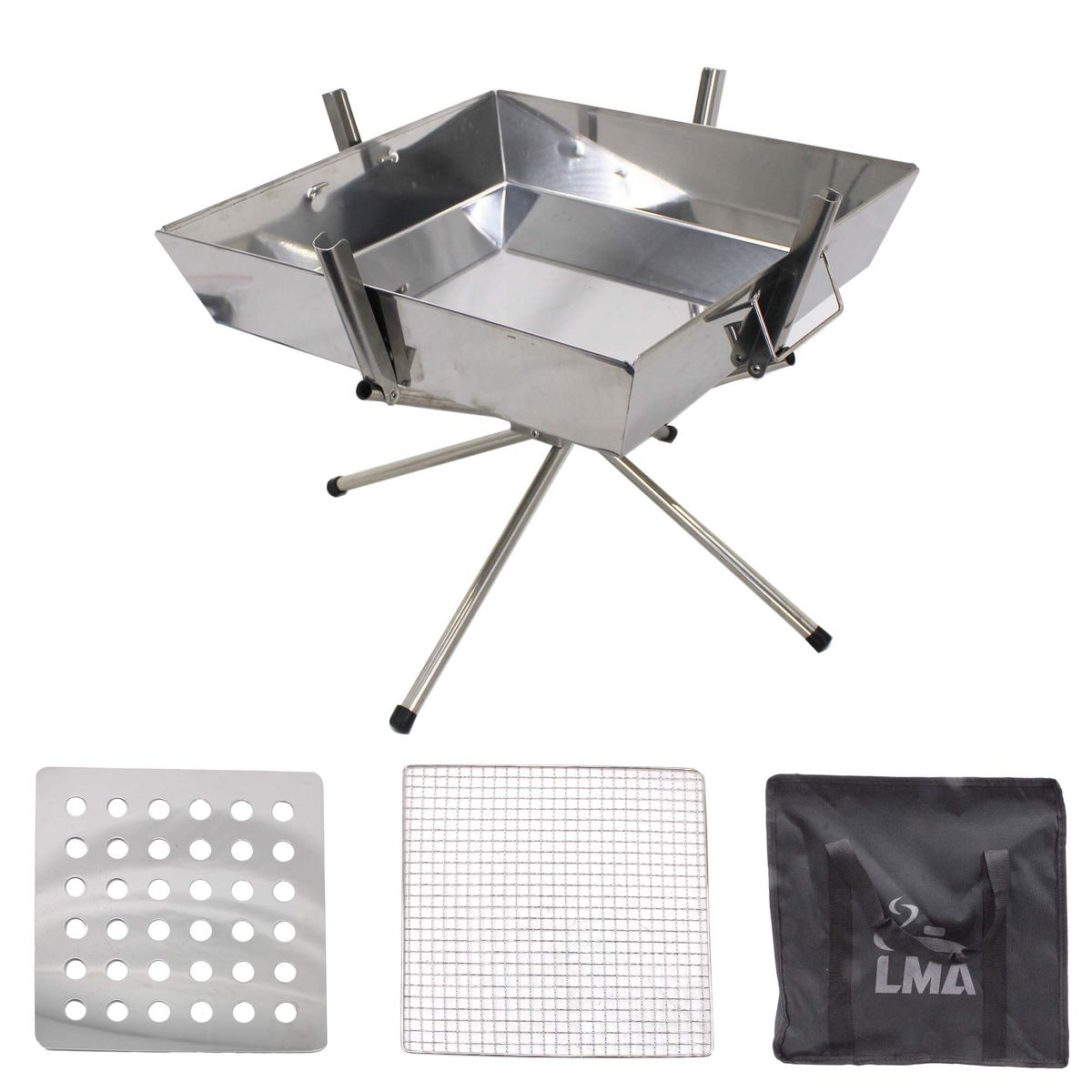 36x36cm LMA Portable Freestanding Stainless Steel Braai & Camping Stove