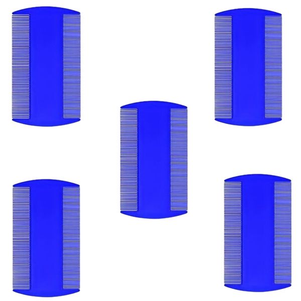 Lucky - Blue Double Sided Fine Tooth Comb, (Pack of 5)