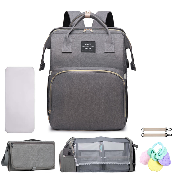 Multi-Functional Baby Diaper Bag &amp; Bed with Nappy Bag, Mosquito Net, Toy
