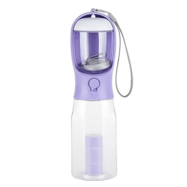 Portable Water Bottle Travel Pet Dispenser Detachable Food Container 300ml
